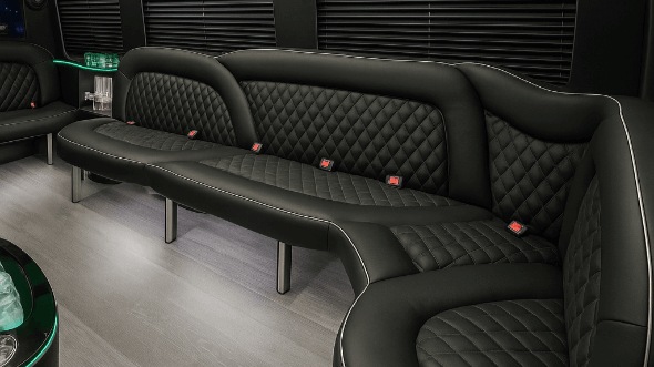 Interior of Logan Party Bus Company's 14 Passenger Sprinter Limousine in Logan