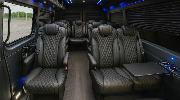 Interior of Utah Party Bus Company's 15 Passenger Minibus in Utah