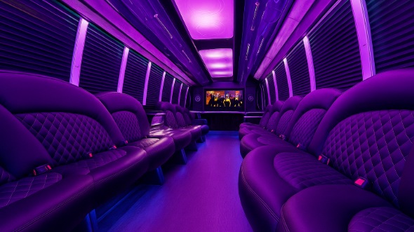 Interior of South Jordan Party Bus Company's 20 Passenger Party Bus in South Jordan