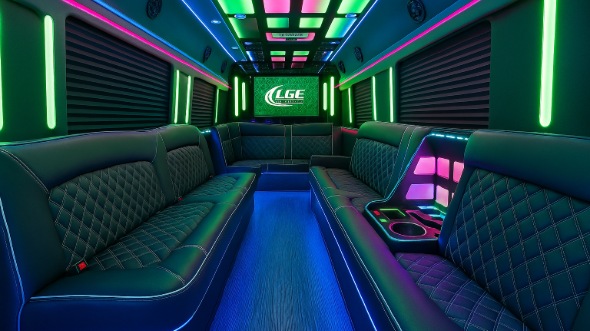 Interior of Utah Party Bus Company's 20 Passenger Party Bus in Utah