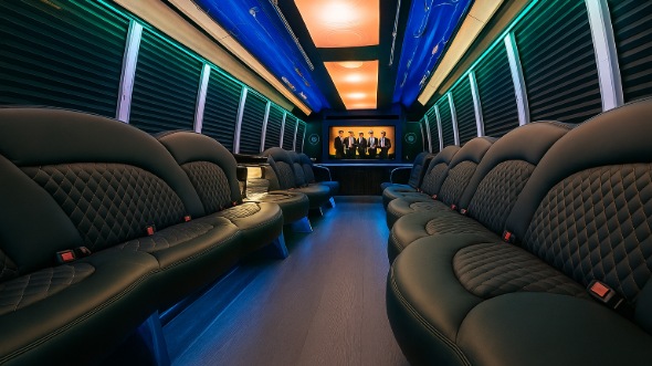 Interior of Cottonwood Heights Party Bus Company's 25 Passenger Party Bus in Cottonwood Heights