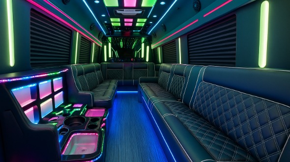 Interior of Lehi Party Bus Company's 30 Passenger Party Bus in Lehi