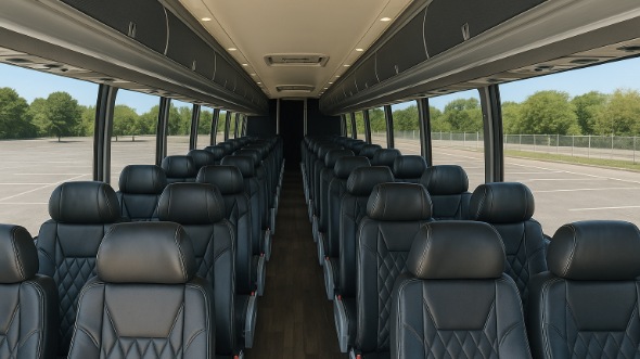 Interior of Utah Party Bus Company's 46 Passenger Charter Bus in Utah