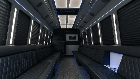 Interior of Roy Party Bus Company's 50 Passenger Party Bus in Roy