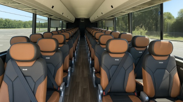Interior of Utah Party Bus Company's 51 Passenger Charter Bus in Utah