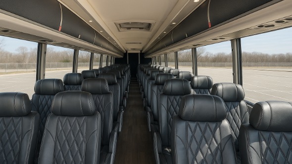 Interior of Utah Party Bus Company's 55 Passenger Charter Bus in Utah