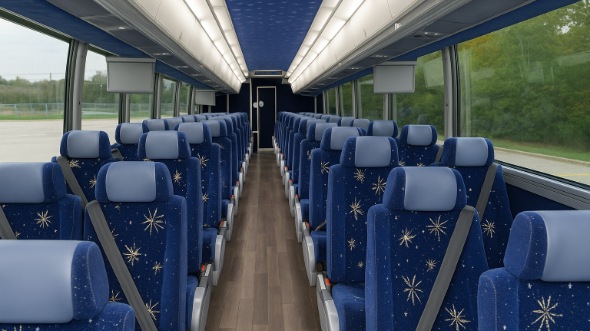 Interior of Utah Party Bus Company's 56 Passenger Charter Bus in Utah